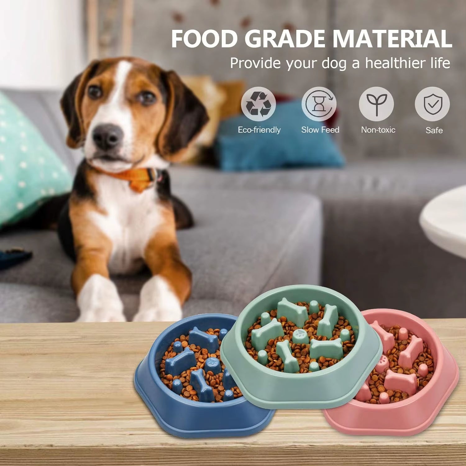 Wholesale Eco-Friendly Plastic Pet Dog Anti-Choking Bowls Non-Slip Puzzle Feeder Slow Food Bowls
